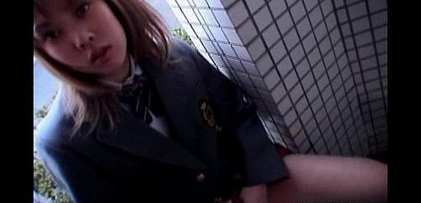 Cute asian schoolgirl sucking cock
